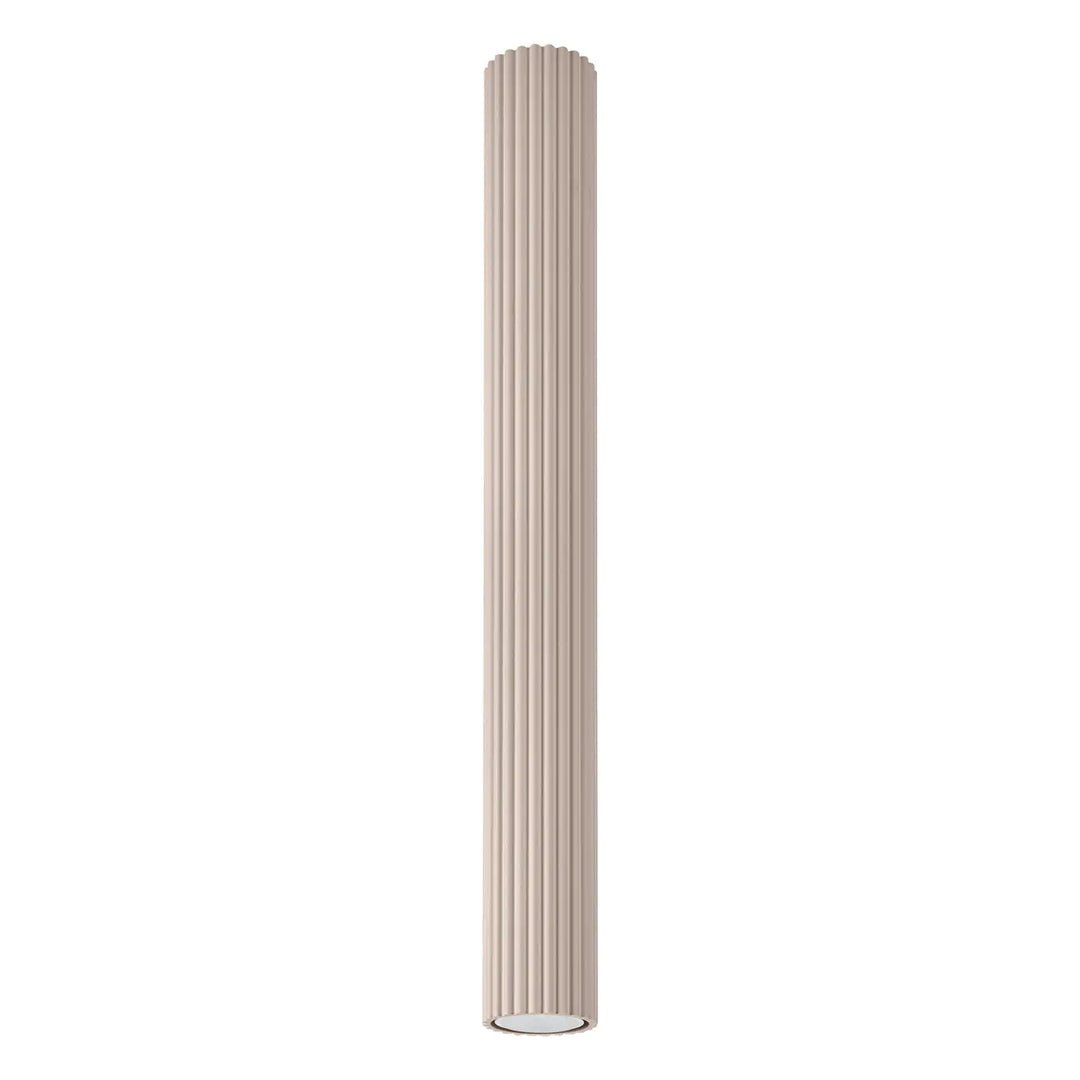 Luminaire plafonnier karbon 60 taupe avec design minimaliste et ampoules gu10 interchangeables en beige fluted