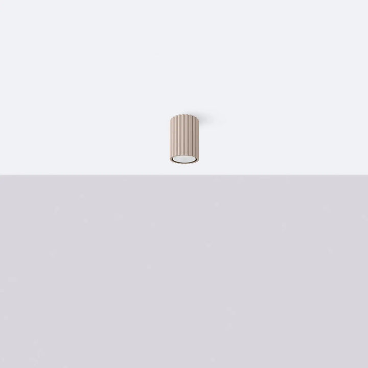 Plafonnier karbon allie design minimaliste beige cylindrique avec ampoules gu10 interchangeables et base blanche circulaire