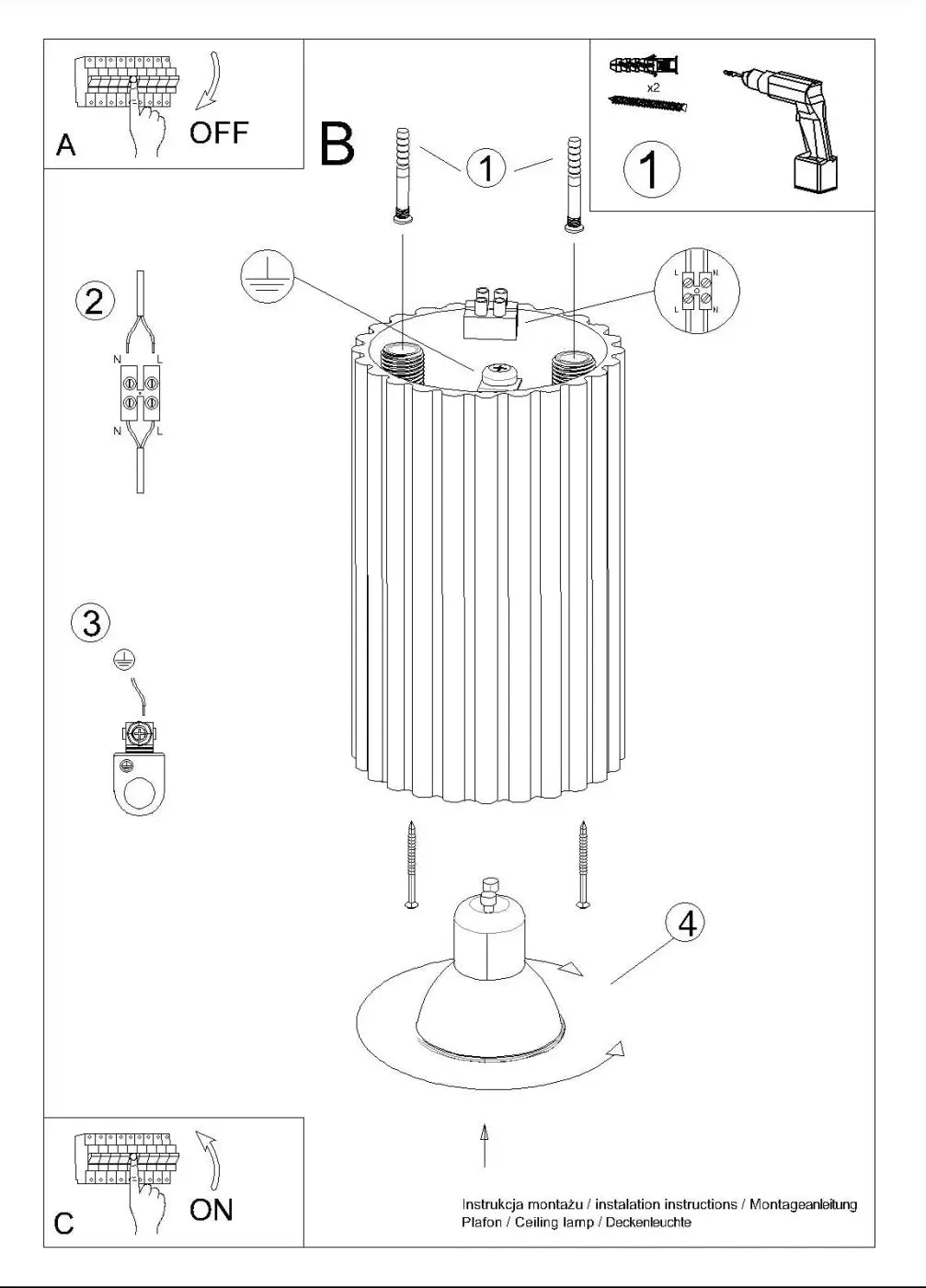 Plafonnier karbon allie design minimaliste avec ampoules gu10 interchangeables en verre dépoli taupe cylindrique