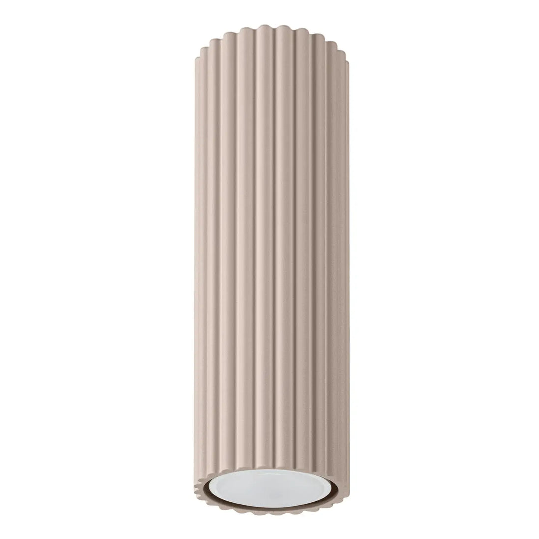Plafonnier karbon allie beige en forme cylindrique cannelée avec finition mate et ampoules gu10 interchangeables