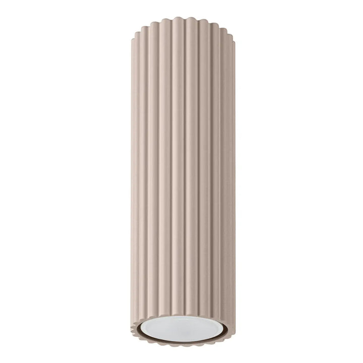 Plafonnier karbon allie beige en forme cylindrique cannelée avec finition mate et ampoules gu10 interchangeables