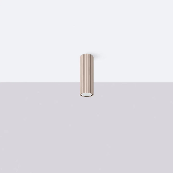 Beige plafonnier karbon allie cylindrique en ribbed design minimaliste avec ampoules gu10 interchangeables taupe