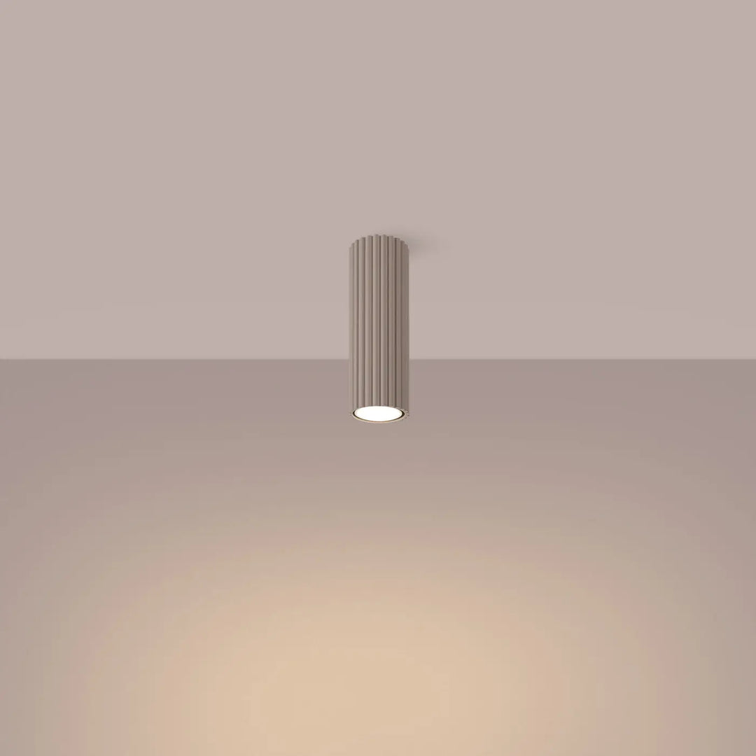 Luminaire plafonnier karbon 20 taupe cylindrique design minimaliste avec ampoules gu10 interchangeables et lumière blanche chaude