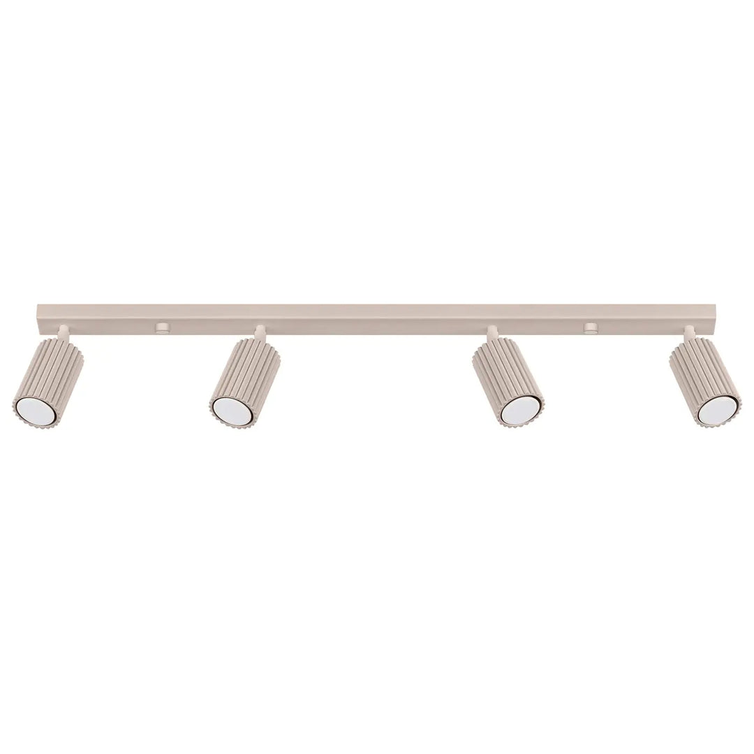 Plafonnier karbon taupe avec quatre ampoules gu10 interchangeables design minimaliste en métal beige métallique