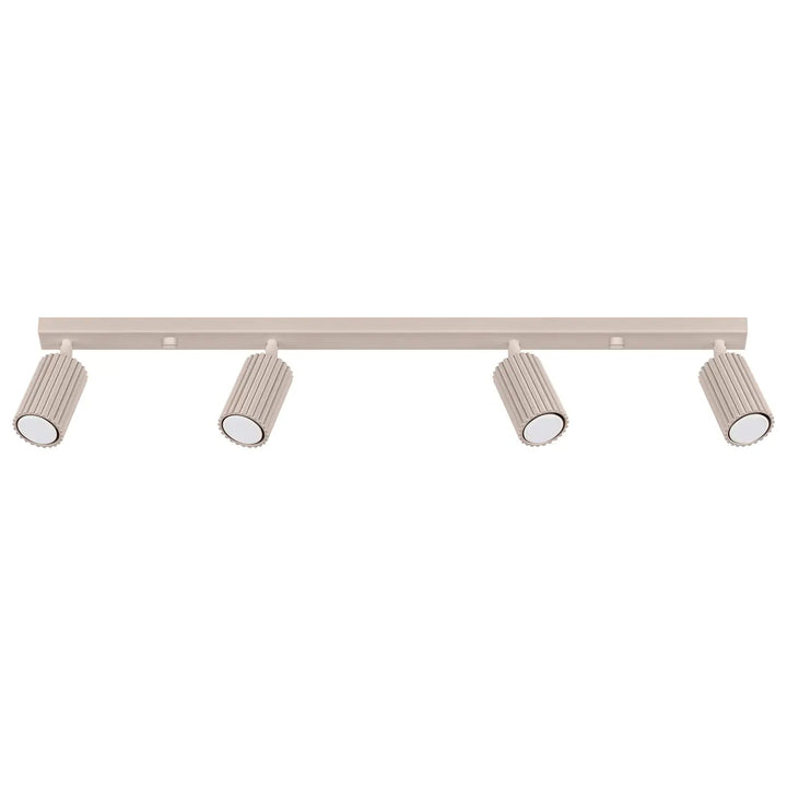 Plafonnier karbon taupe avec quatre ampoules gu10 interchangeables design minimaliste en métal beige métallique