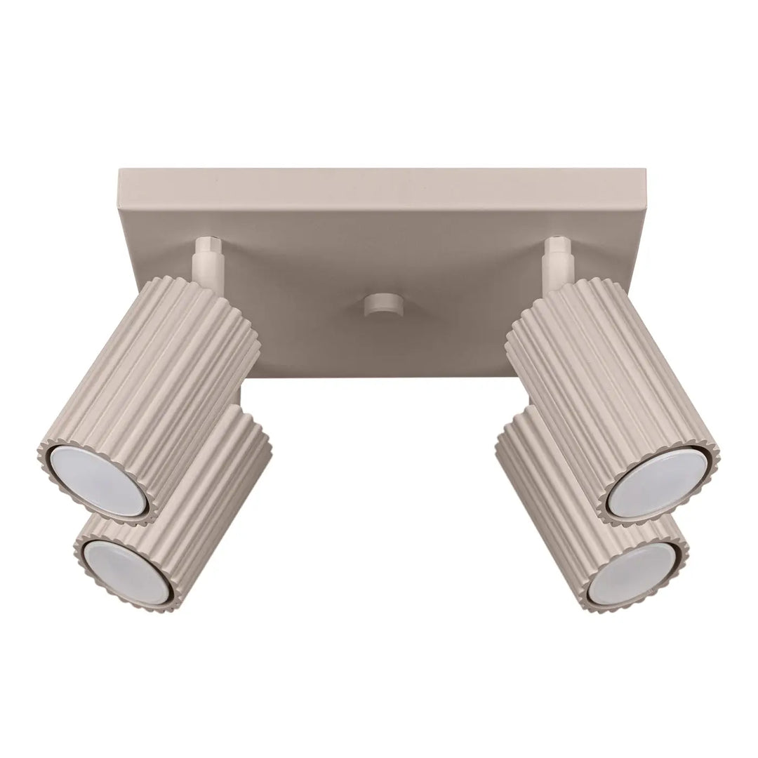 Plafonnier karbon allie beige avec quatre ampoules GU10 interchangeables design minimaliste taupe