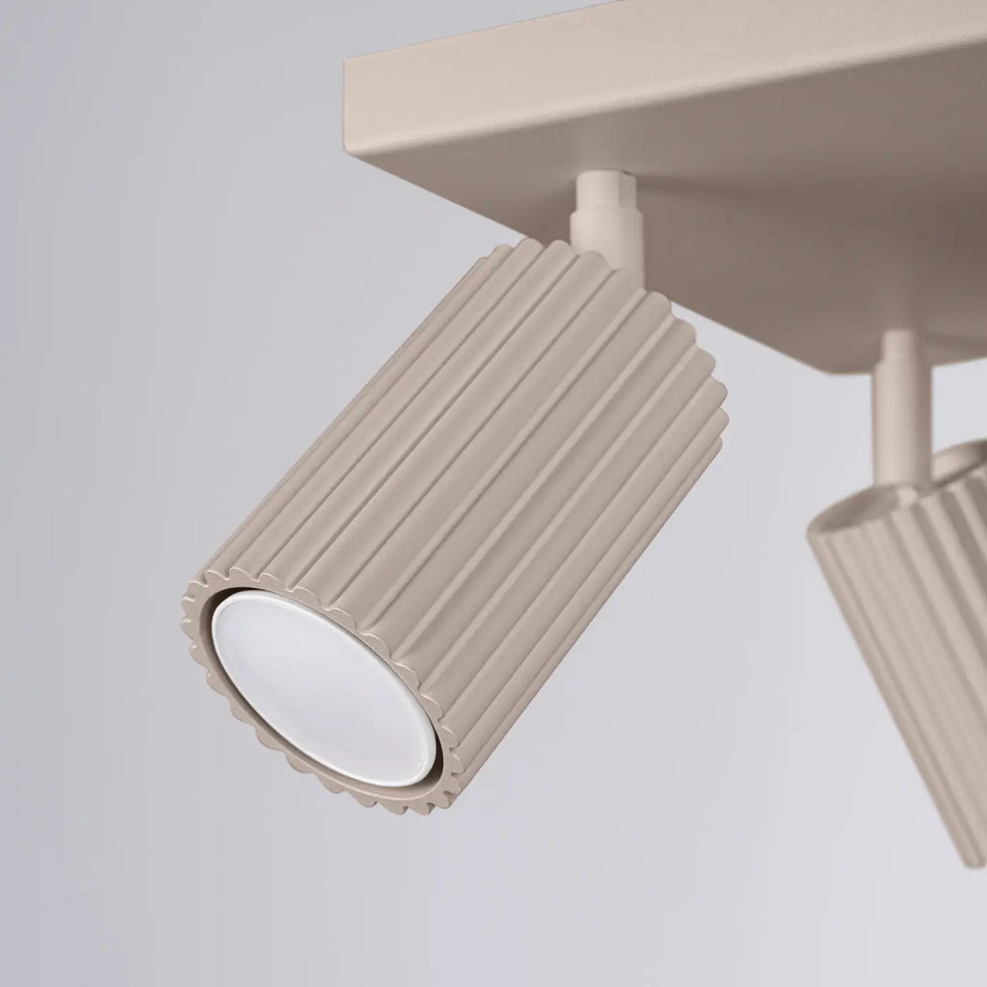 Luminaire plafonnier karbon 4 taupe avec ampoules gu10 interchangeables et design minimaliste en finition mate beige