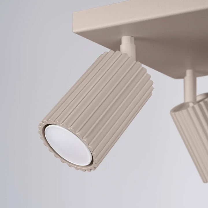 Luminaire plafonnier karbon 4 taupe avec ampoules gu10 interchangeables et design minimaliste en finition mate beige
