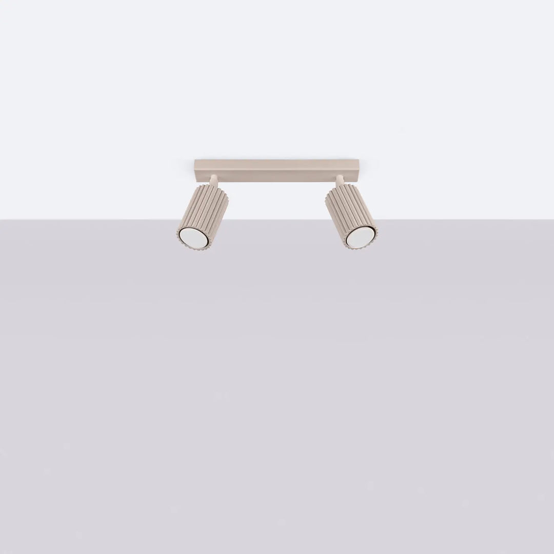 Plafonnier karbon allie design minimaliste avec deux têtes orientables et ampoules gu10 interchangeables taupe