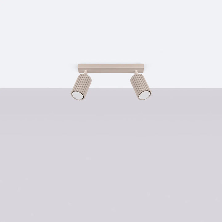 Plafonnier karbon allie design minimaliste avec deux têtes orientables et ampoules gu10 interchangeables taupe