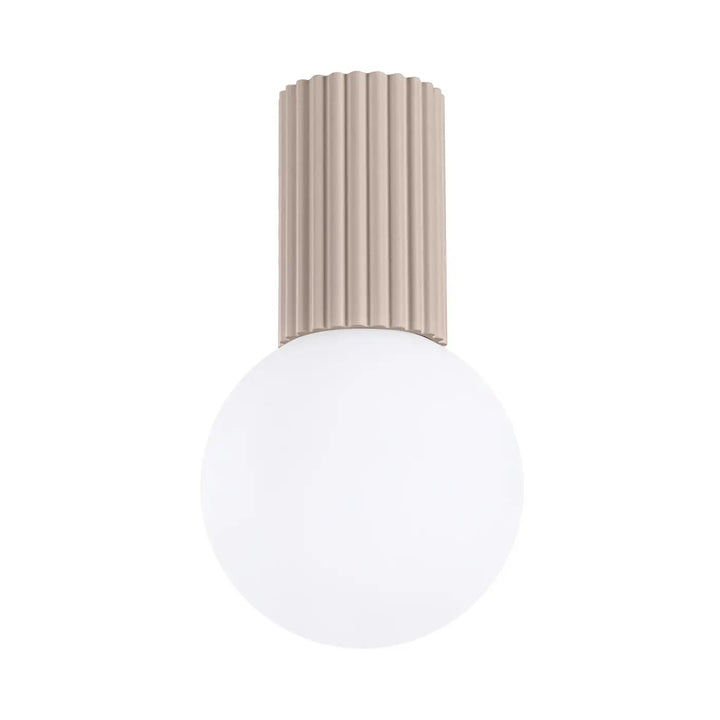 Luminaire plafonnier halo taupe avec lampe halo beige et sphère laiteuse en verre pour bureau décorative