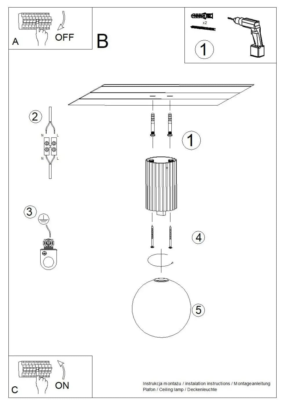 Luminaire plafonnier halo taupe avec finition métallique cannelée et montage fileté pour bureau décorative lampe halo sphère laiteuse