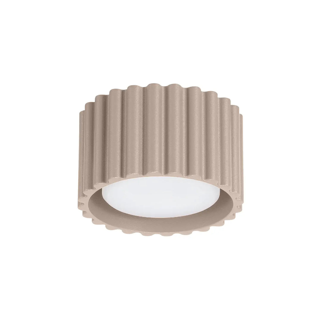 Luminaire plafonnier aura 1 taupe en forme unique inspirée avec finition mate beige et panneau led intégré circulaire