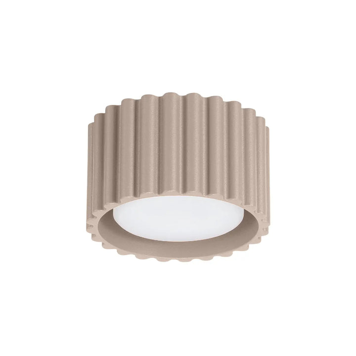 Luminaire plafonnier aura 1 taupe en forme unique inspirée avec finition mate beige et panneau led intégré circulaire