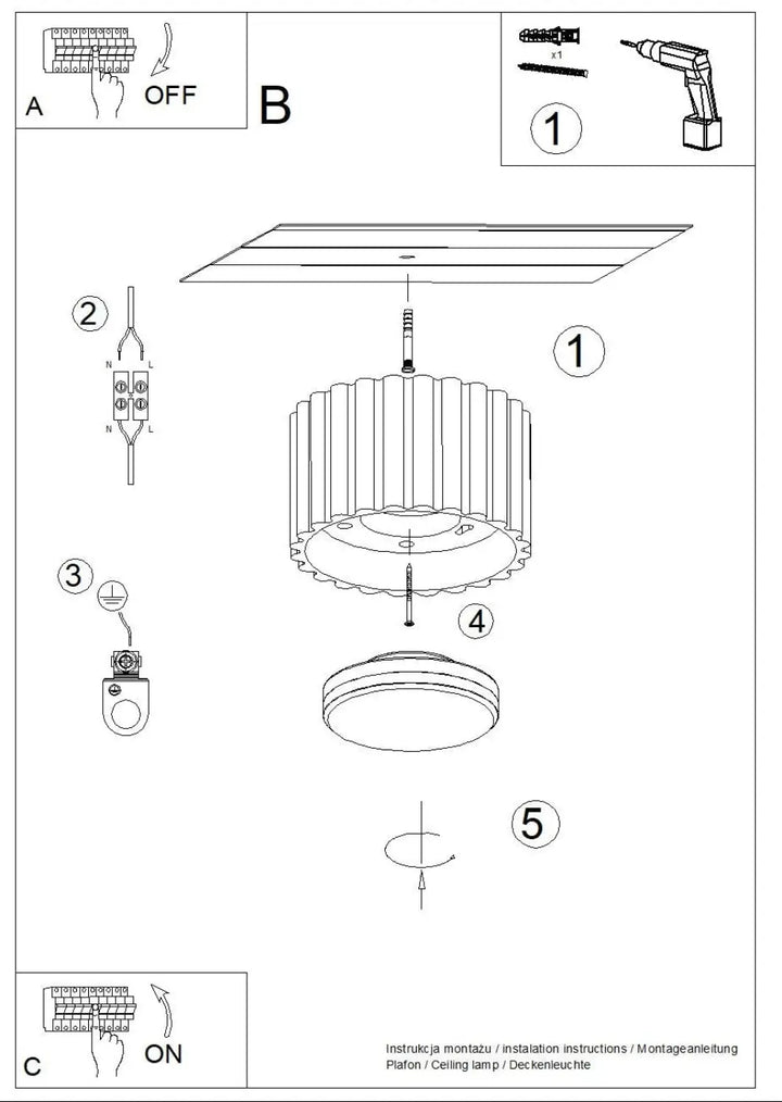 Diagramme du luminaire plafonnier aura 1 taupe avec une forme unique inspirée en suspension cylindrique à lattes verticales