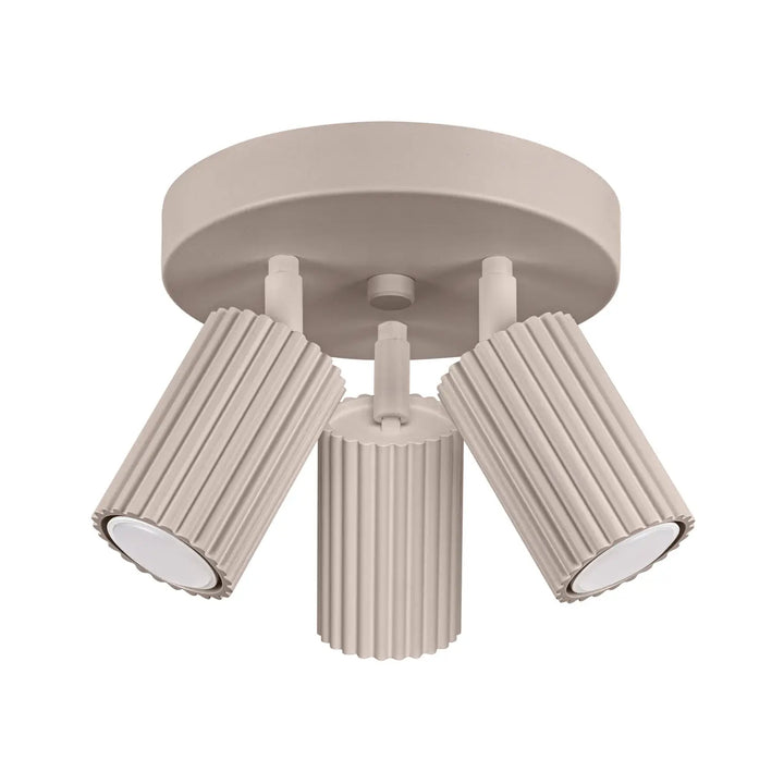 Plafonnier karbon allie trois lampes taupe réglables avec ampoules gu10 interchangeables et design minimaliste mat