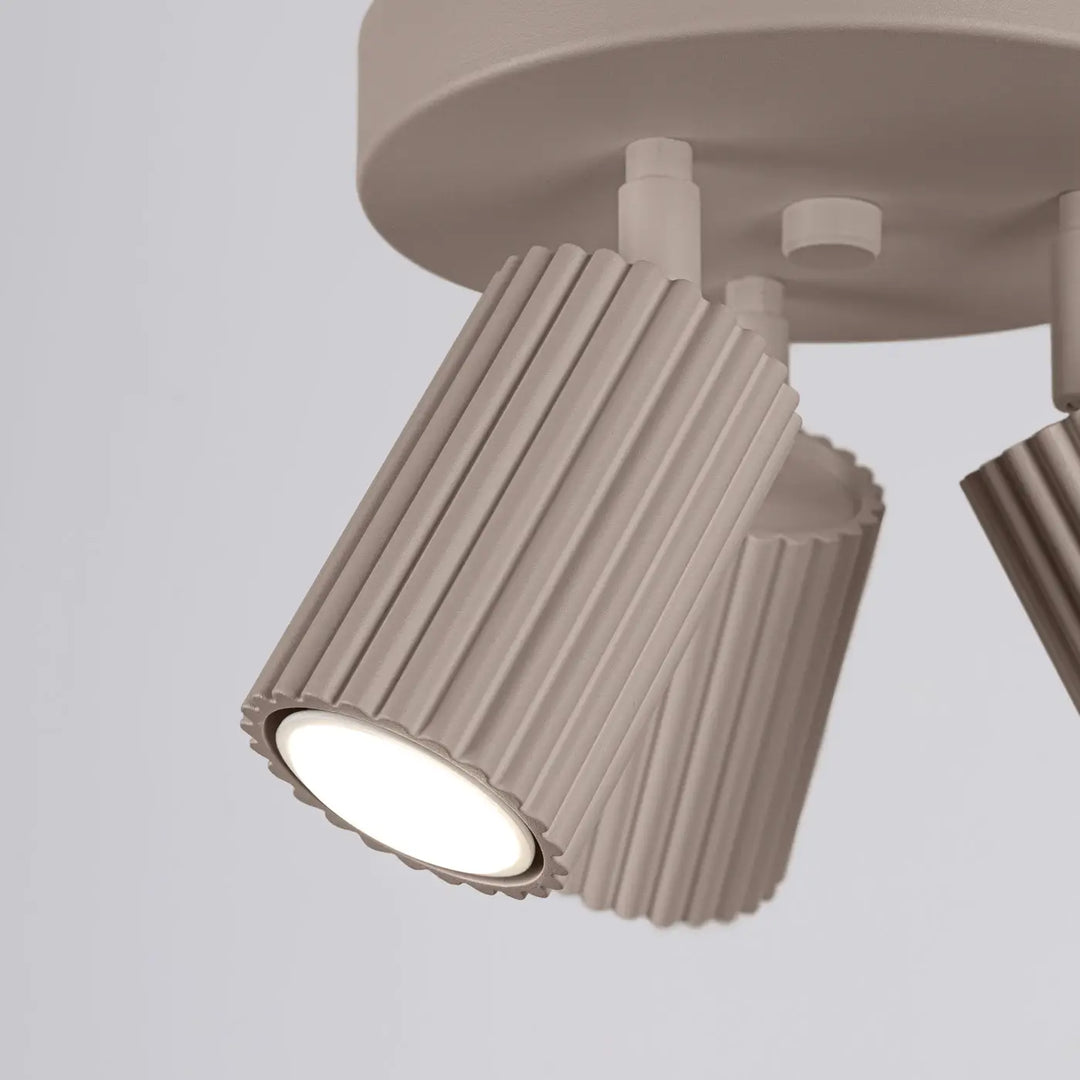 Plafonnier karbon allie beige design minimaliste avec ampoules gu10 interchangeables et structure cylindrique