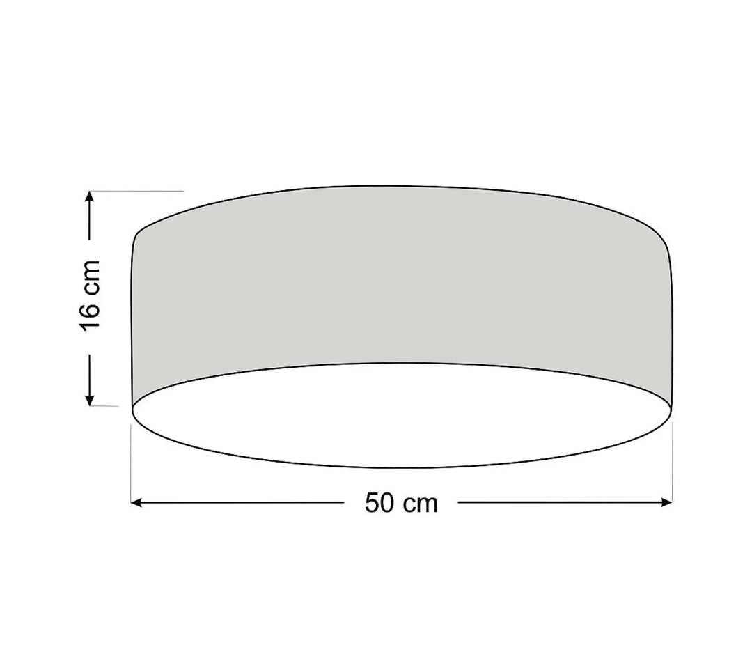 Luminaire plafonnier élégant en tissu beige doux avec diffuseur cylindrique minimaliste diamètre 50 cm hauteur 16 cm
