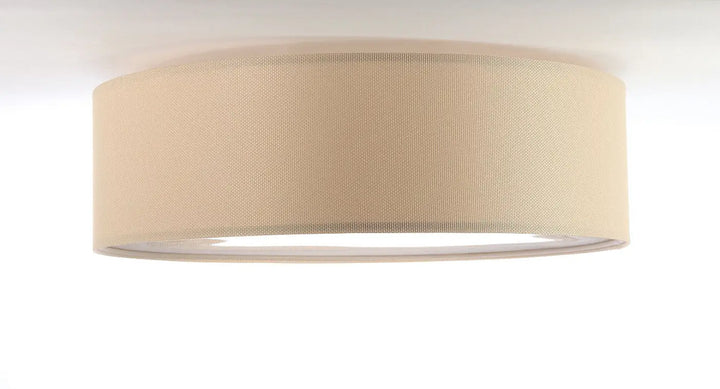 Luminaire plafonnier tissu beige cylindrique en tissu avec charme naturel élégant et diffuseur subtil