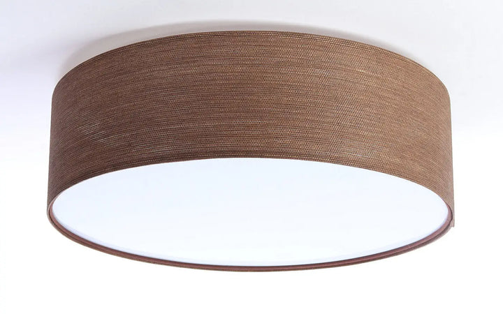 Luminaire plafonnier mesh marron en tissu marron avec diffuseur blanc intérieur charme moderne et design élégant