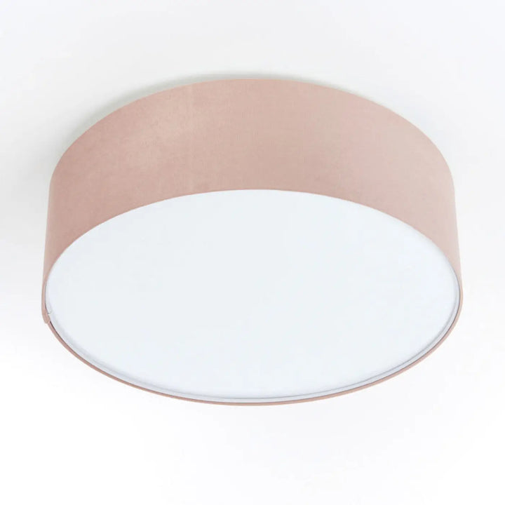 Luminaire plafonnier jasmin avec design cylindrique en métal rose gold et diffuseur blanc lisse