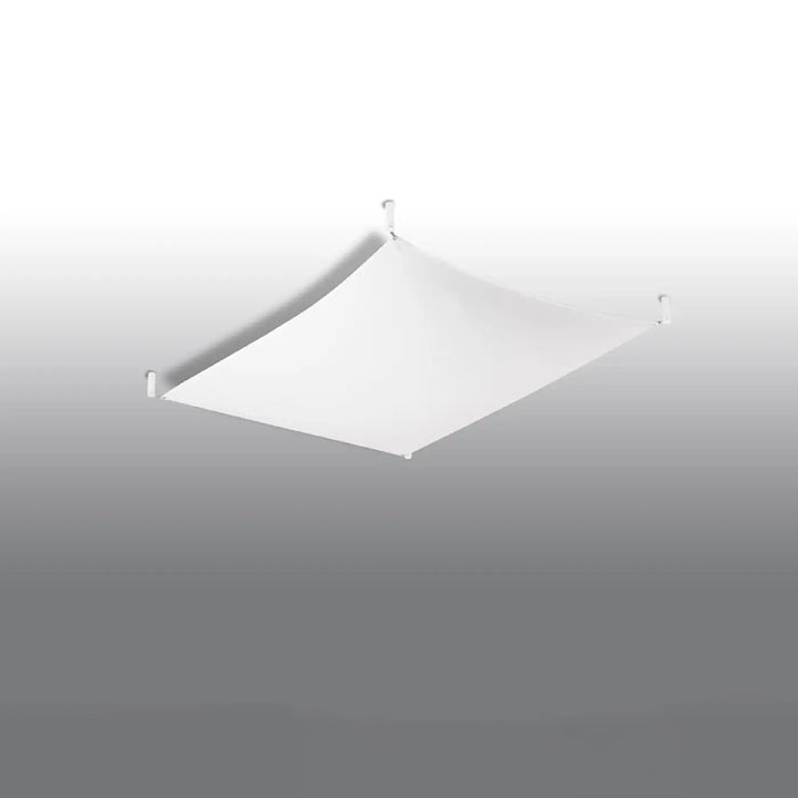 Plafonnier luna 1 blanc avec toile en tissu blanc et crochets aux quatre coins pour un éclairage minimaliste plus facile