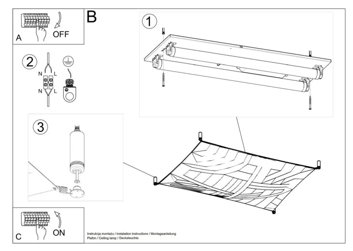 Plafonnier luna blanc rectangulaire avec deux tubes cylindriques pour un éclairage minimaliste plus facile à installer
