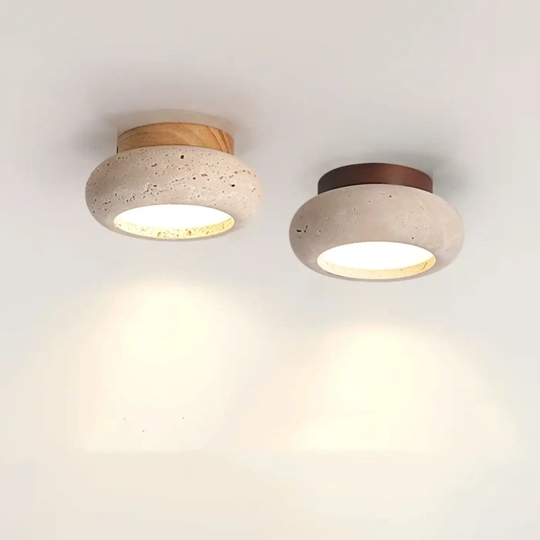 Luminaire plafonnier en travertin au style scandinave beige