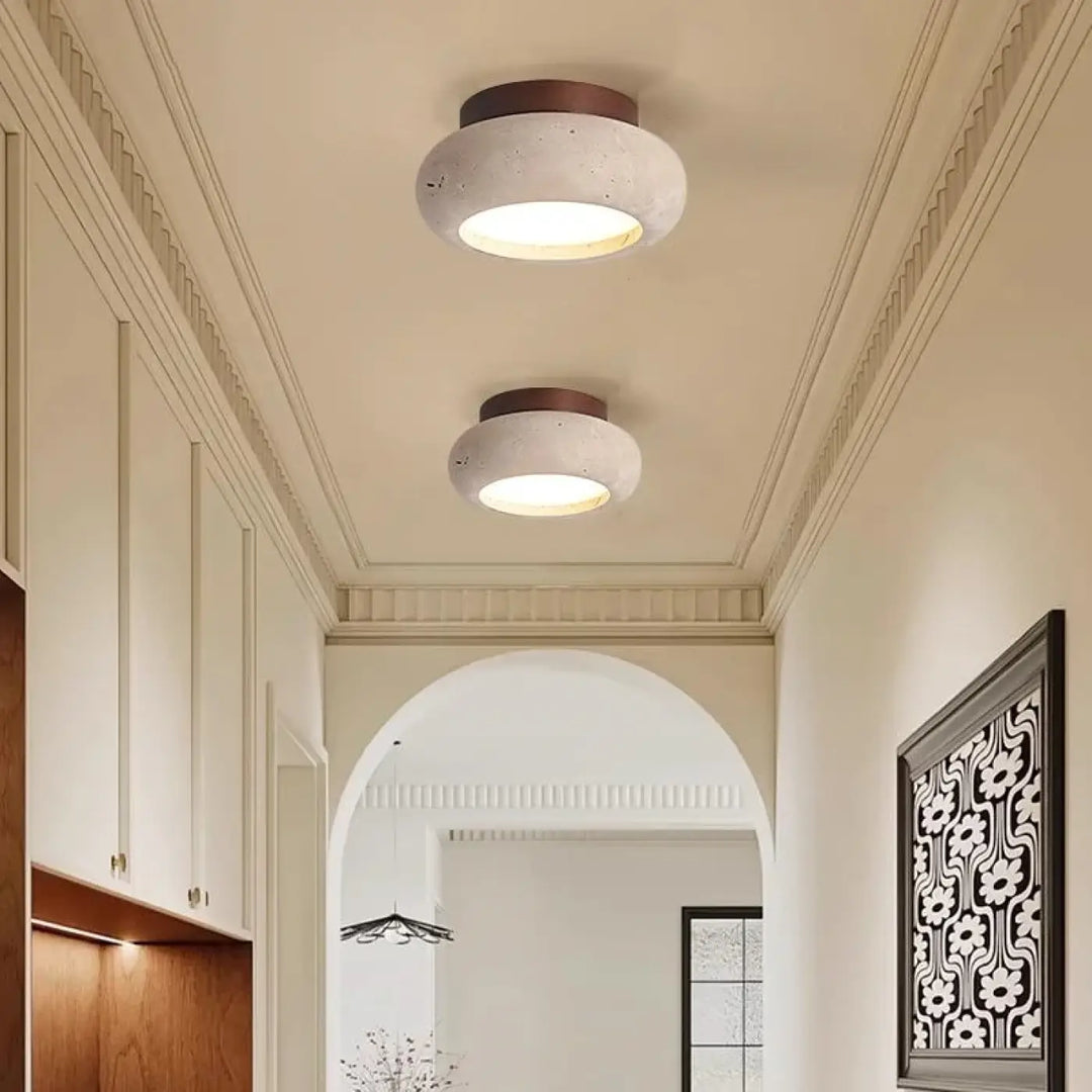 Luminaire plafonnier en travertin au style scandinave beige