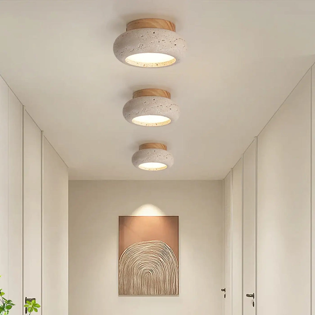 Luminaire plafonnier en travertin au style scandinave beige
