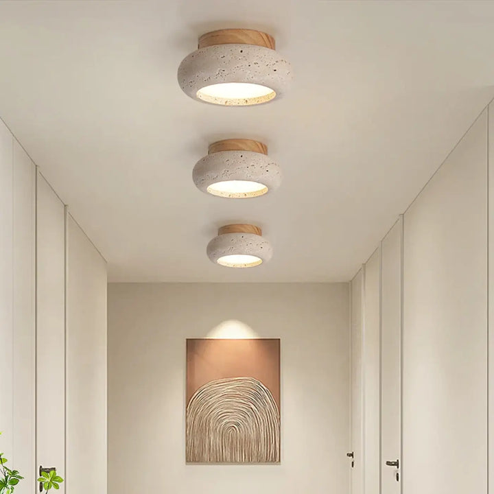 Luminaire plafonnier en travertin au style scandinave beige