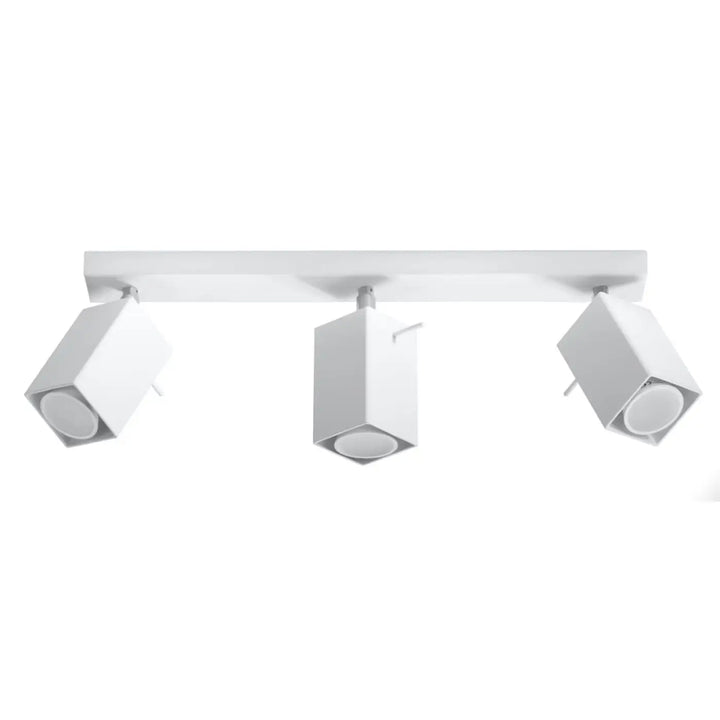Plafonnier moderne merida blanc avec trois spots merida cube ajustables pour diriger précisément la lumière