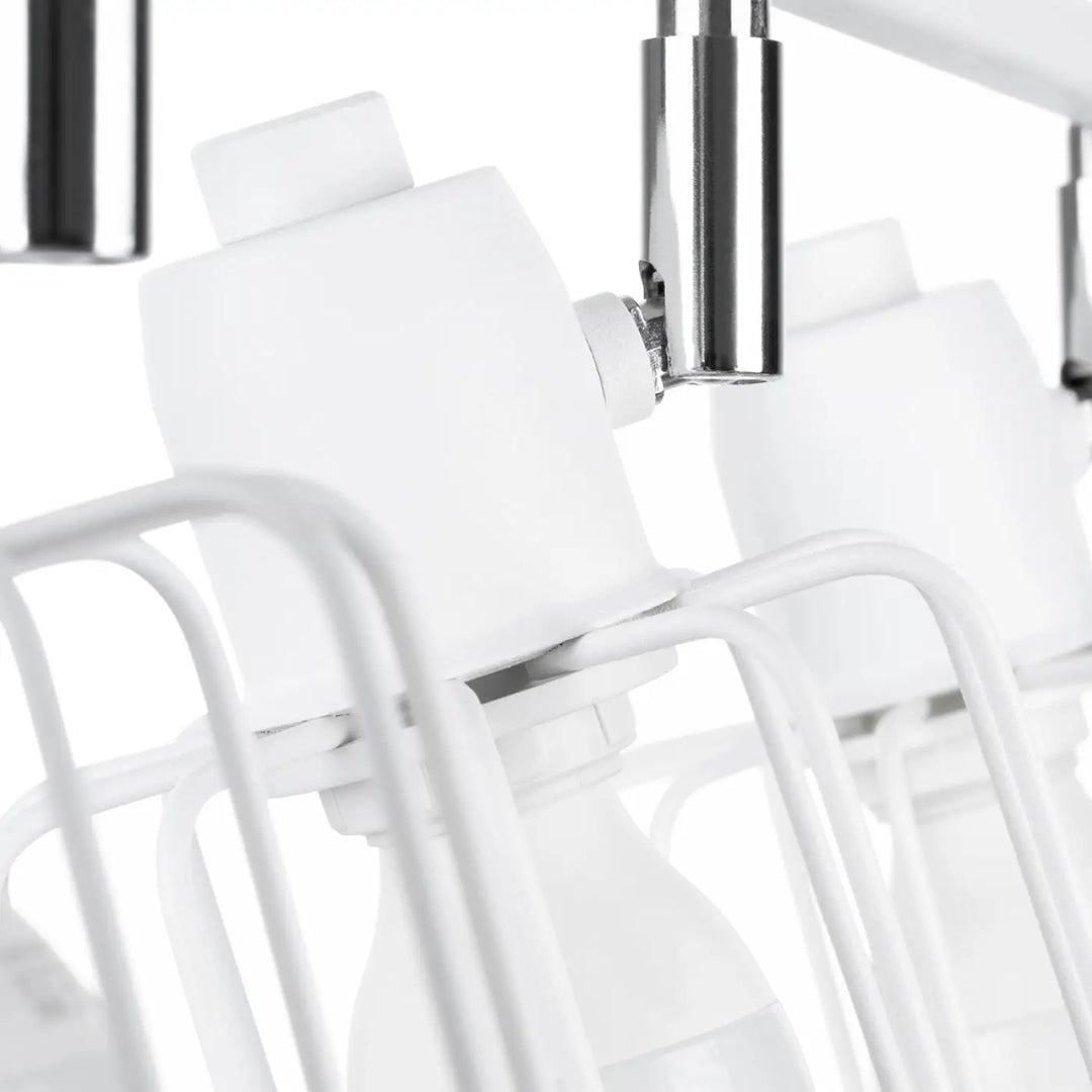 Capsules blanches en plastique avec bouchons filetés métalliques argentés pour luminaire plafonnier beluci 3 de la collection beluci style loft et appliques murales