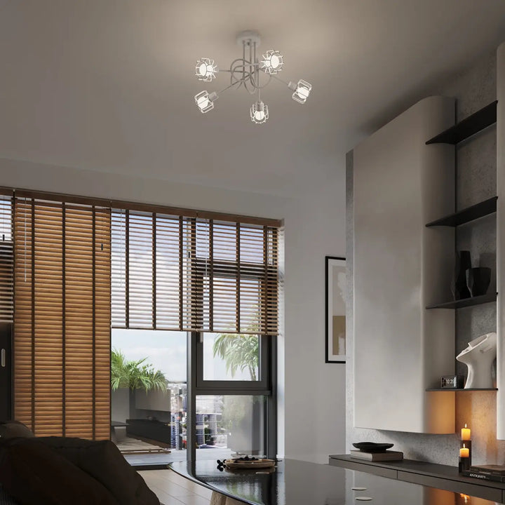 Luminaire plafonnier beluci 3 blanc avec cinq projecteurs réglables en métal minimaliste style loft et appliques murales