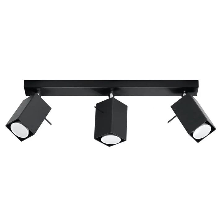Plafonnier moderne merida 3 noir mat avec trois spots hexagonaux ajustables pour diriger précisément la lumière