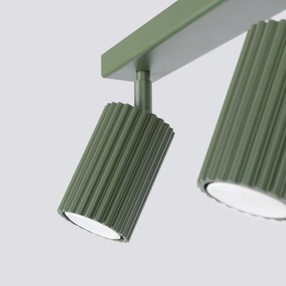 Plafonnier karbon allie vert olive en métal nervuré avec design minimaliste et ampoules gu10 interchangeables