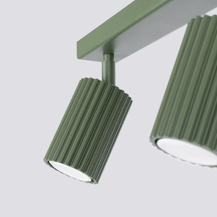 Plafonnier karbon allie vert olive en métal nervuré avec design minimaliste et ampoules gu10 interchangeables