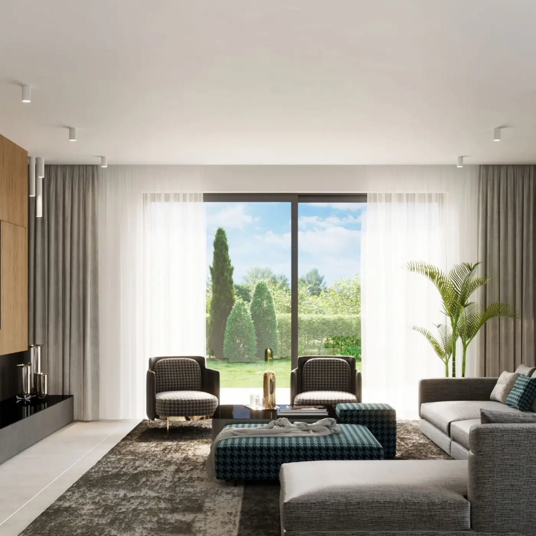 Luminaire plafonnier lagos blanc dans un salon moderne avec élégance moderne et lumière fonctionnelle raffinée