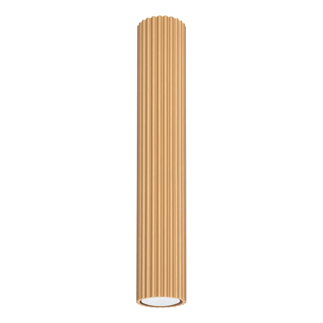 Luminaire plafonnier karbon or finition dorée cylindrique nervurée verticalement design minimaliste avec ampoules gu10 interchangeables