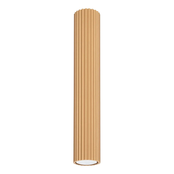 Luminaire plafonnier karbon or finition dorée cylindrique nervurée verticalement design minimaliste avec ampoules gu10 interchangeables
