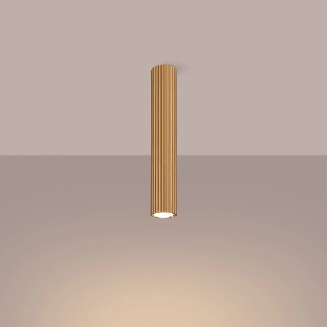 Luminaire plafonnier karbon 40 or design minimaliste avec cylindre or rainuré et ampoules gu10 interchangeables