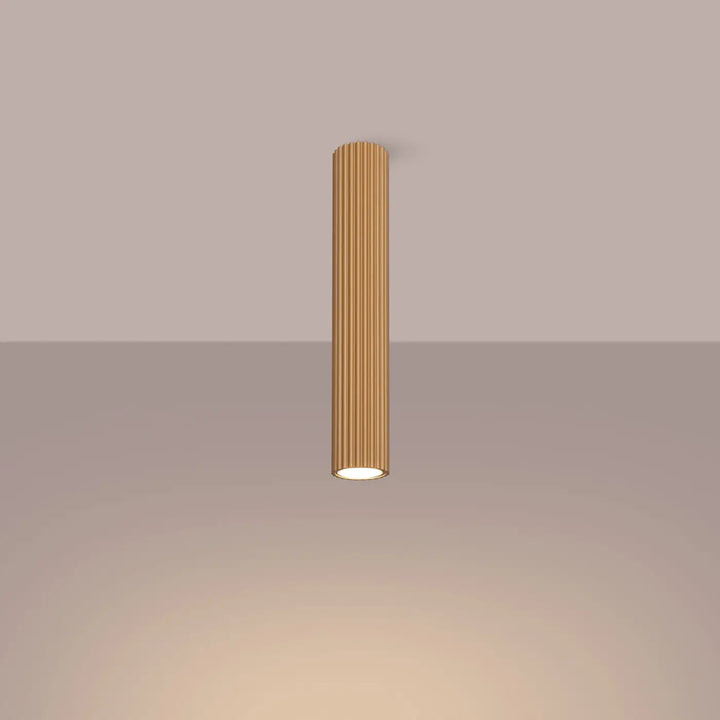 Luminaire plafonnier karbon 40 or design minimaliste avec cylindre or rainuré et ampoules gu10 interchangeables