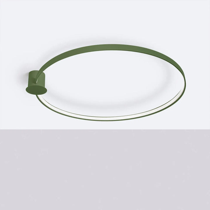 Luminaire plafonnier collection rio design moderne avec cadre métallique vert olive mat et diffuseur blanc translucide