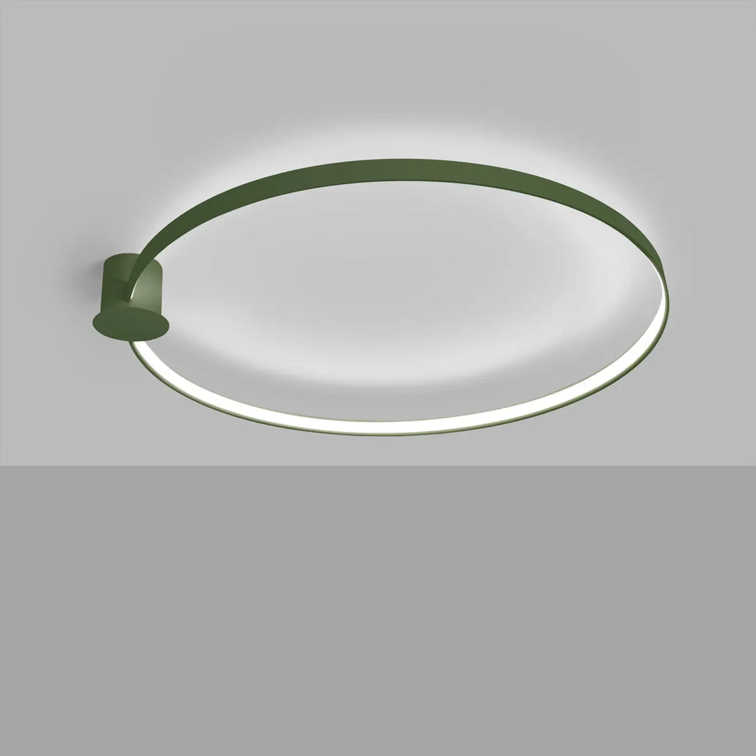 Luminaire plafonnier collection rio design moderne en vert olive avec éclairage anneau minimaliste ovale