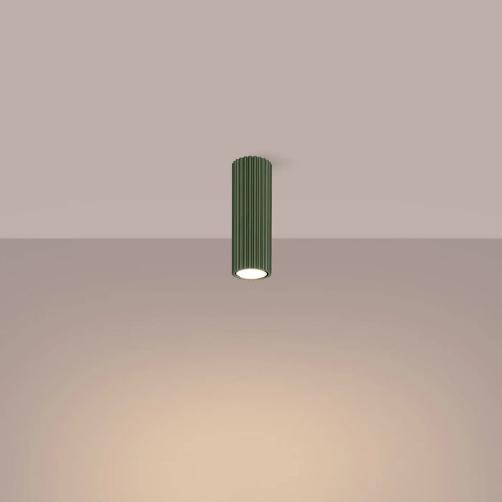 Luminaire plafonnier karbon allie vert olive avec ampoules gu10 interchangeables design minimaliste et base éclairée