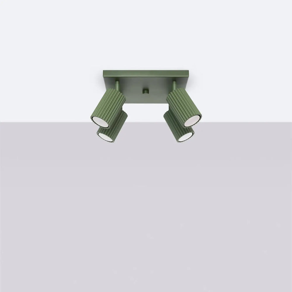 Luminaire plafonnier karbon allie vert olive avec trois ampoules gu10 interchangeables et design minimaliste