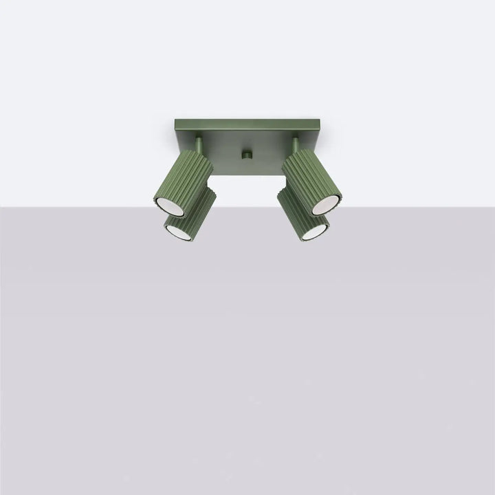 Luminaire plafonnier karbon allie vert olive avec trois ampoules gu10 interchangeables et design minimaliste