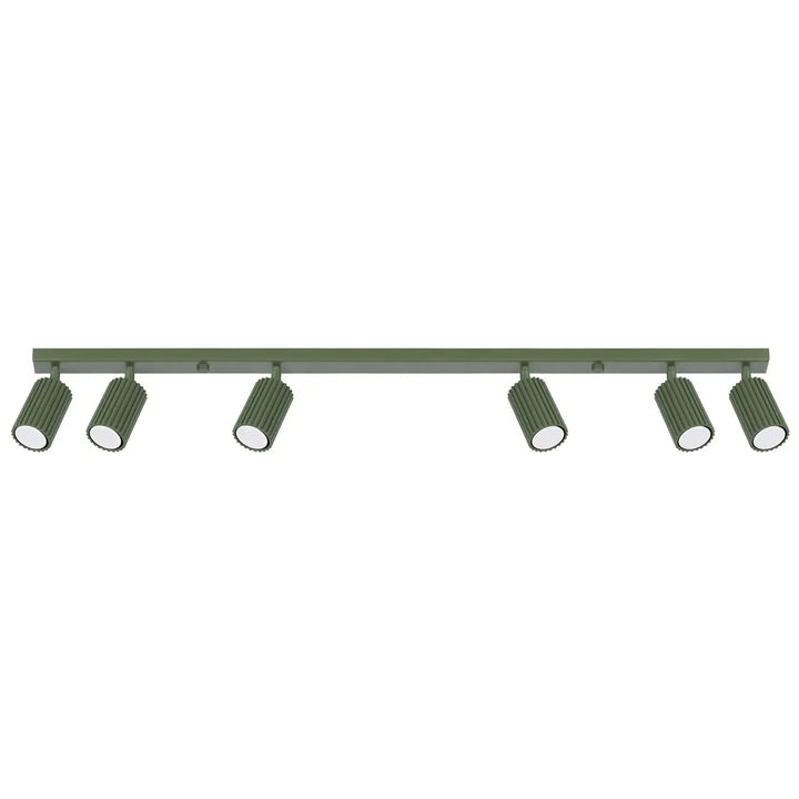 Luminaire plafonnier karbon 6l vert olive en métal avec six ampoules gu10 interchangeables design minimaliste