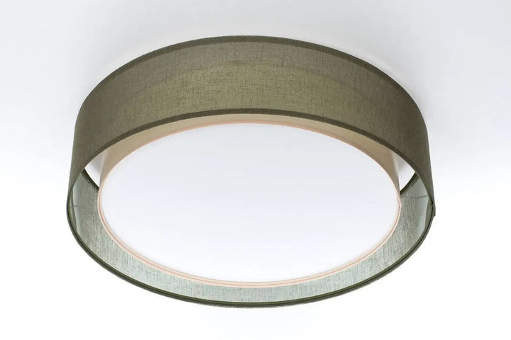 Luminaire plafonnier circulaire en tissu vert olive pour un éclairage élégant et moderne plafonnier vert olive