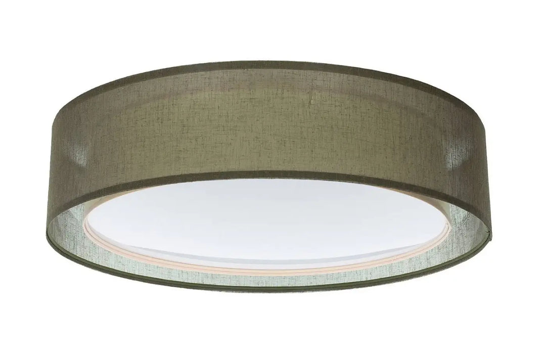 Plafonnier vert olive en tissu avec diffuseur circulaire translucide luminaire plafonnier puro vert olive